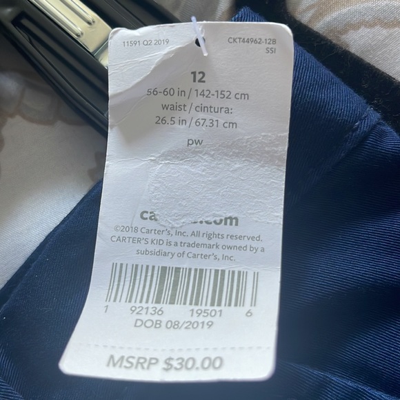 NWT Boys navy flat front pants Adjustable waist size 12 - Picture 5 of 6